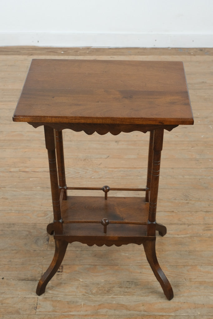 Antique Eastlake Side Table with Lower Shelf – Solid Walnut Accent Table