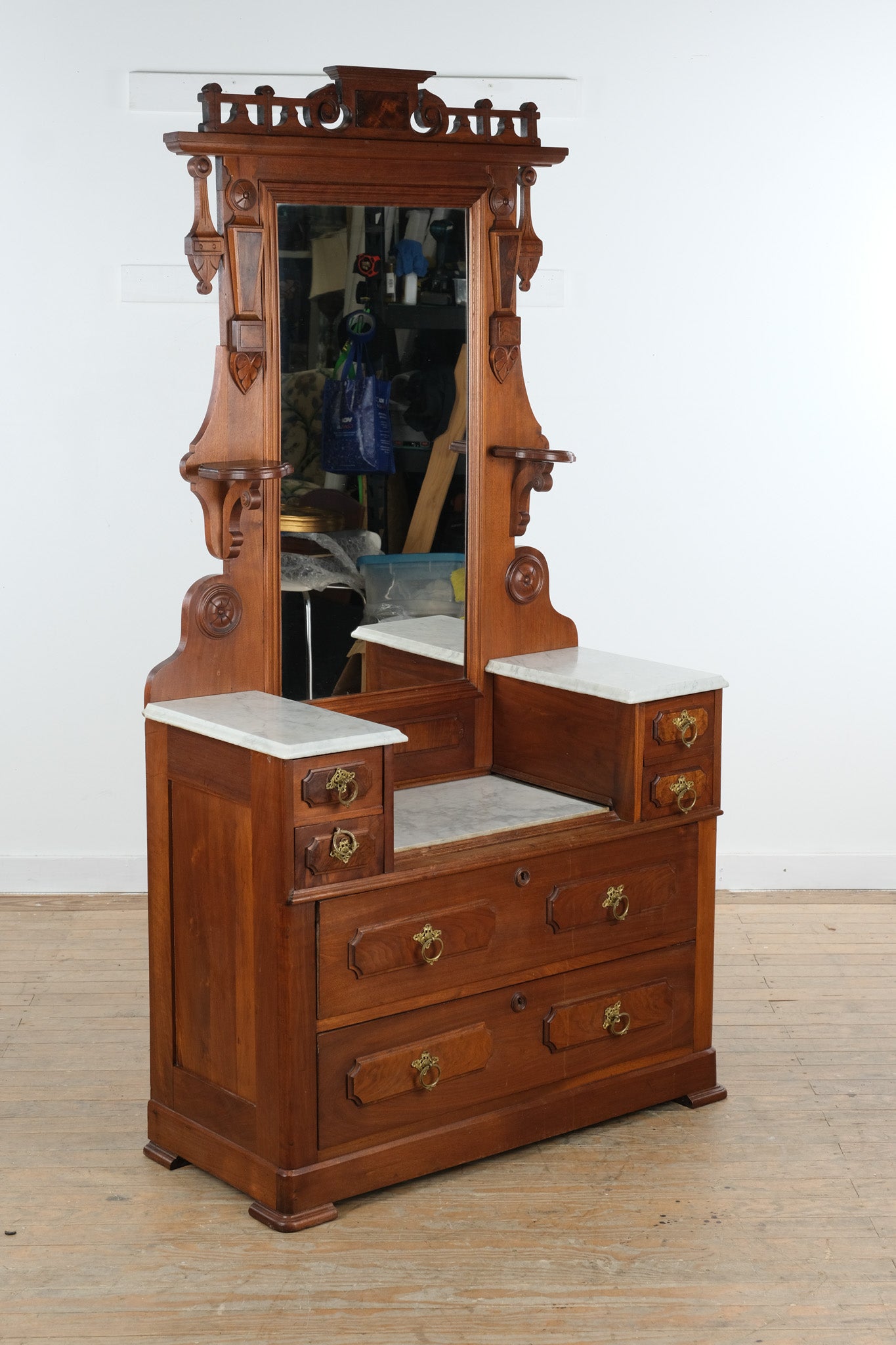 Antique Eastlake Style Dresser with Marble Accents & Mirror  Craze  Furniture and Antiques