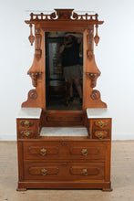Load image into Gallery viewer, Antique Eastlake Style Dresser with Marble Accents &amp; Mirror
