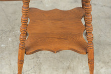 Load image into Gallery viewer, Antique Oak Edison Table with Turned Legs and Lower Shelf
