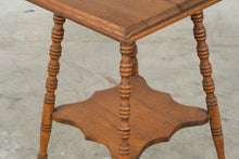Load image into Gallery viewer, Antique Oak Edison Table with Turned Legs and Lower Shelf
