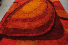 Load image into Gallery viewer, Ege Rya De Luxe Danish Vintage Wool Shag Rug 1970s Orange Red 98 x 132
