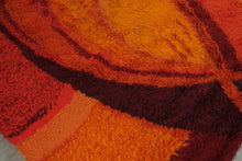 Load image into Gallery viewer, Ege Rya De Luxe Danish Vintage Wool Shag Rug 1970s Orange Red 98 x 132
