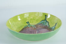 Load image into Gallery viewer, Hand-Painted Studio Pottery Bowl – Signed Artisan Ceramic with Eggplant Design
