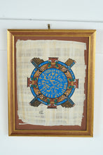 Load image into Gallery viewer, Framed Mesoamerican Style Mandala Artwork Symbolic Circular Design on Papyrus
