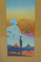 Load image into Gallery viewer, Mid Century Desert Scene Triptych Wall Art Framed Camel Oasis Print 20x16

