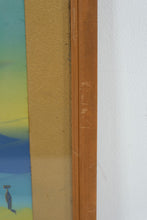 Load image into Gallery viewer, Mid Century Desert Scene Triptych Wall Art Framed Camel Oasis Print 20x16
