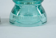 Load image into Gallery viewer, Vintage Whitall Tatum Glass Insulators No 1 Clear and Aqua Pair USA
