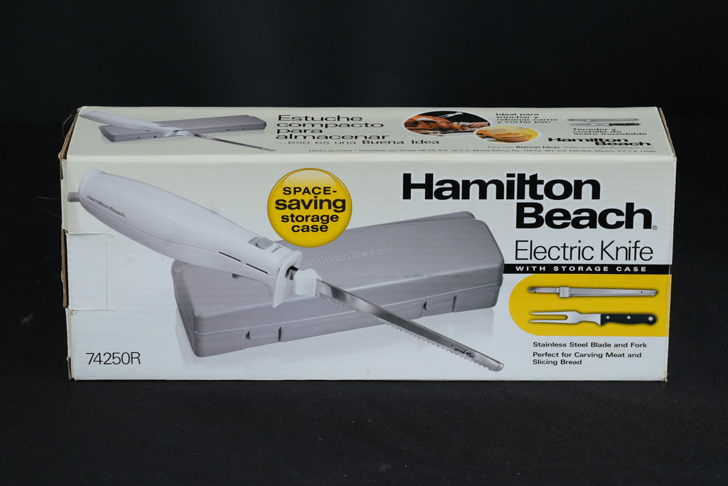 Hamilton Beach Electric Knife w/ Storage Case – Model 74250R, Stainless Steel Blade & Carving Fork (Lightly Used)