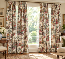 Load image into Gallery viewer, Multicolor Pastoral Toile Custom Lined Drapery Panels 4 Panel Set 88 Inch
