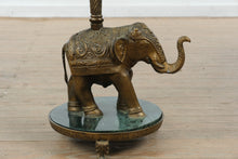 Load image into Gallery viewer, Vintage Brass Elephant Pedestal Side Table with Glass Top and Green Marble Base
