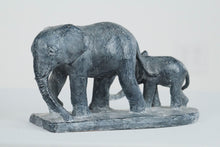 Load image into Gallery viewer, Carved Momma Elephant With Her Calf Sculpture - Austin Productions - 1972
