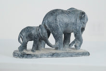 Load image into Gallery viewer, Carved Momma Elephant With Her Calf Sculpture - Austin Productions - 1972
