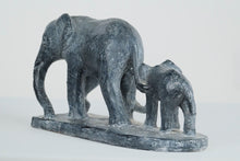 Load image into Gallery viewer, Carved Momma Elephant With Her Calf Sculpture - Austin Productions - 1972
