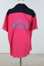 Load image into Gallery viewer, Vintage Elvis Graceland USA Bowling Shirt Priscilla PS USA Sport Pink Navy
