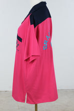 Load image into Gallery viewer, Vintage Elvis Graceland USA Bowling Shirt Priscilla PS USA Sport Pink Navy
