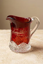 Load image into Gallery viewer, Antique 1901 Ruby Flash Glass Souvenir Creamer Pitcher EAPG Victorian
