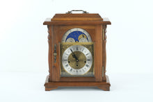 Load image into Gallery viewer, Walnut Moon Phase Mantle Clock by Emperor
