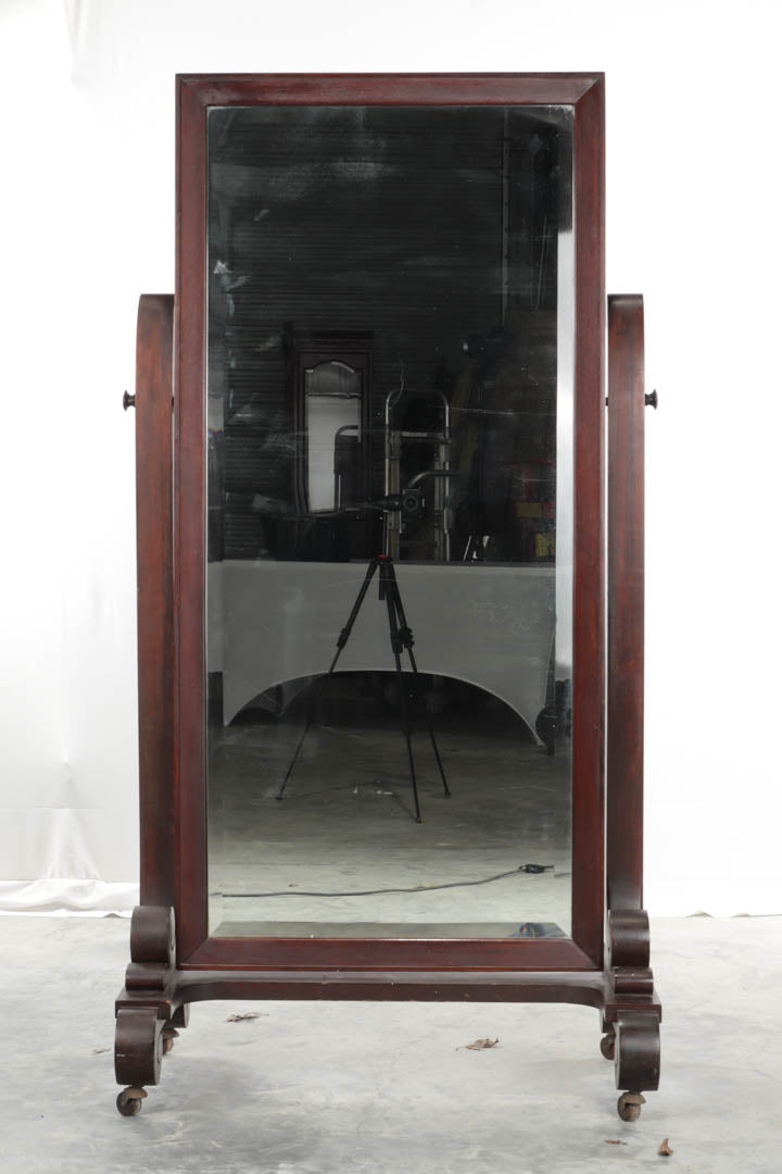 Empire Style Mahogany Cheval Mirror by Continental Furniture