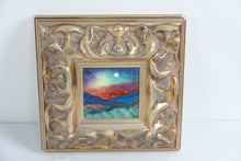 Load image into Gallery viewer, Small Enamel Landscape Painting Ornate Gold Frame 6 Inch Square
