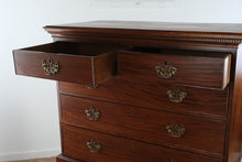 Load image into Gallery viewer, 19th Century English Mahogany Tall Chest on Chest with Brass Hardware
