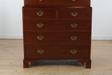 Load image into Gallery viewer, 19th Century English Mahogany Tall Chest on Chest with Brass Hardware
