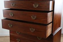 Load image into Gallery viewer, 19th Century English Mahogany Tall Chest on Chest with Brass Hardware
