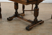 Load image into Gallery viewer, English Oak Pub Dining Table Set with Draw Leaf Extension and 4 Chairs
