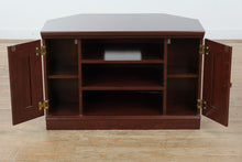 Load image into Gallery viewer, Traditional Corner Media Cabinet with Brass Hardware
