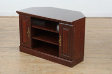 Load image into Gallery viewer, Traditional Corner Media Cabinet with Brass Hardware

