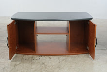 Load image into Gallery viewer, Contemporary Cherry Wood TV Stand and Entertainment Cabinet with Black Top

