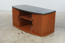 Load image into Gallery viewer, Contemporary Cherry Wood TV Stand and Entertainment Cabinet with Black Top
