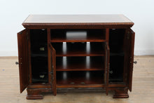 Load image into Gallery viewer, Traditional Mahogany Inlaid Entertainment Cabinet with Rope Carved Edge &amp; Glass Doors
