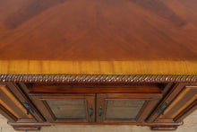 Load image into Gallery viewer, Traditional Mahogany Inlaid Entertainment Cabinet with Rope Carved Edge &amp; Glass Doors
