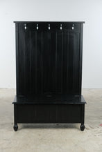 Load image into Gallery viewer, Black Wood Hall Tree Bench with Storage and Coat Hooks
