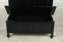 Load image into Gallery viewer, Black Wood Hall Tree Bench with Storage and Coat Hooks
