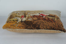 Load image into Gallery viewer, Vintage Needlepoint Fox Hunting Scene Lumbar Pillow Horse Riders 15 x 11
