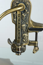 Load image into Gallery viewer, Estate Lever Corkscrew Wine Opener with Stand – Antique Brass Finish, Wood Handle
