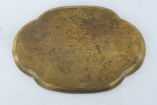 Load image into Gallery viewer, Vintage Indian Brass Tray Etched Peacock Taj Mahal Scalloped 13 Inch
