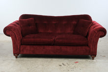 Load image into Gallery viewer, Ethan Allen Bennett Collection Red Velvet Tufted Sofa
