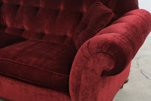 Load image into Gallery viewer, Ethan Allen Bennett Collection Red Velvet Tufted Sofa
