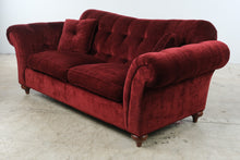 Load image into Gallery viewer, Ethan Allen Bennett Collection Red Velvet Tufted Sofa
