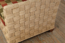 Load image into Gallery viewer, Pair of Ethan Allen Balta Seagrass Armchairs with Ottoman Basketweave Frame
