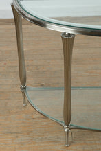 Load image into Gallery viewer, Ethan Allen Demi Lune Console Table Satin Nickel Glass Classics Collection
