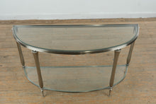 Load image into Gallery viewer, Ethan Allen Demi Lune Console Table Satin Nickel Glass Classics Collection
