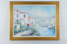 Load image into Gallery viewer, Laforet Signed Original Oil Painting Mediterranean Coastal Village 47 x 38
