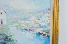 Load image into Gallery viewer, Laforet Signed Original Oil Painting Mediterranean Coastal Village 47 x 38
