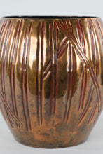 Load image into Gallery viewer, Evans Designs Group Copper Tone Planter India Ribbed Metal Vase Mid Century Style
