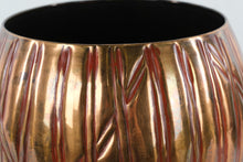 Load image into Gallery viewer, Evans Designs Group Copper Tone Planter India Ribbed Metal Vase Mid Century Style
