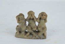 Load image into Gallery viewer, Carved Soapstone Three Wise Monkeys See Hear Speak No Evil China Figurine
